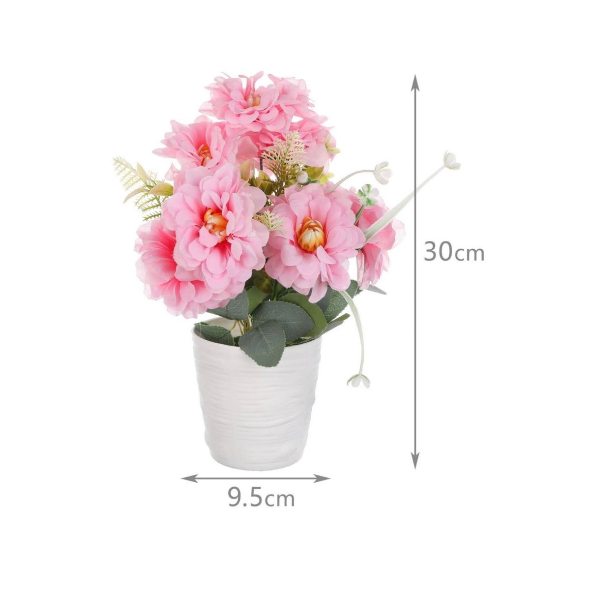 HOMEY - Pack 4 Macetas Decorativas Homey Con Flor Artificial,30*9.5cm