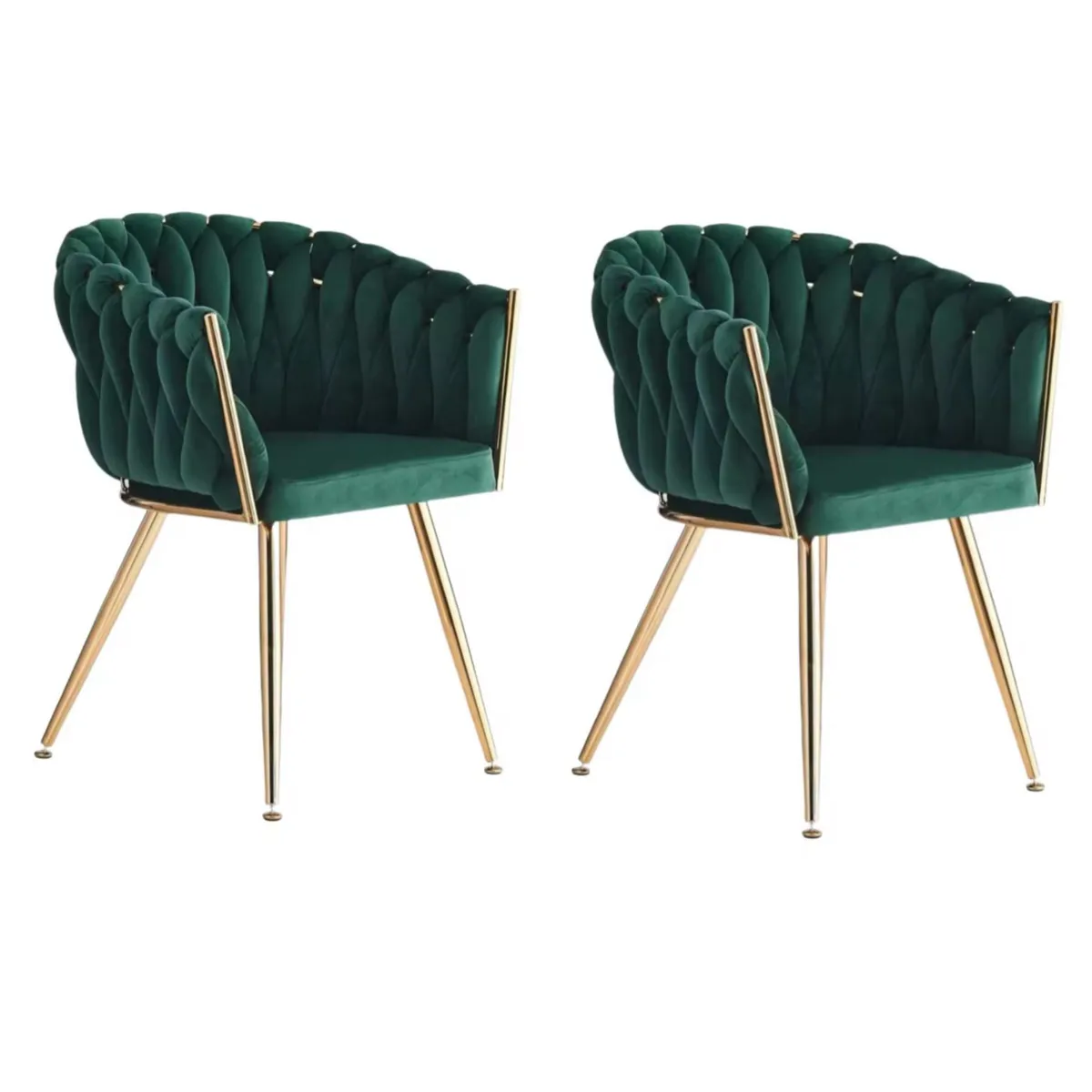 HABITA2 CHILE - Pack 2 sitial poltrona Queen terciopelo verde patas doradas