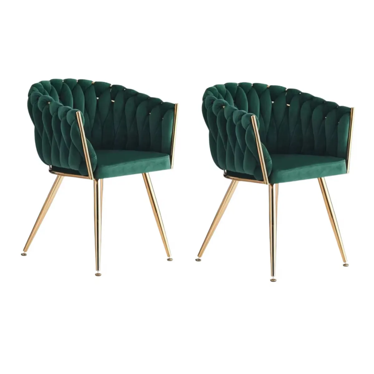 HABITA2 CHILE - Pack 2 sitial poltrona Queen terciopelo verde patas doradas