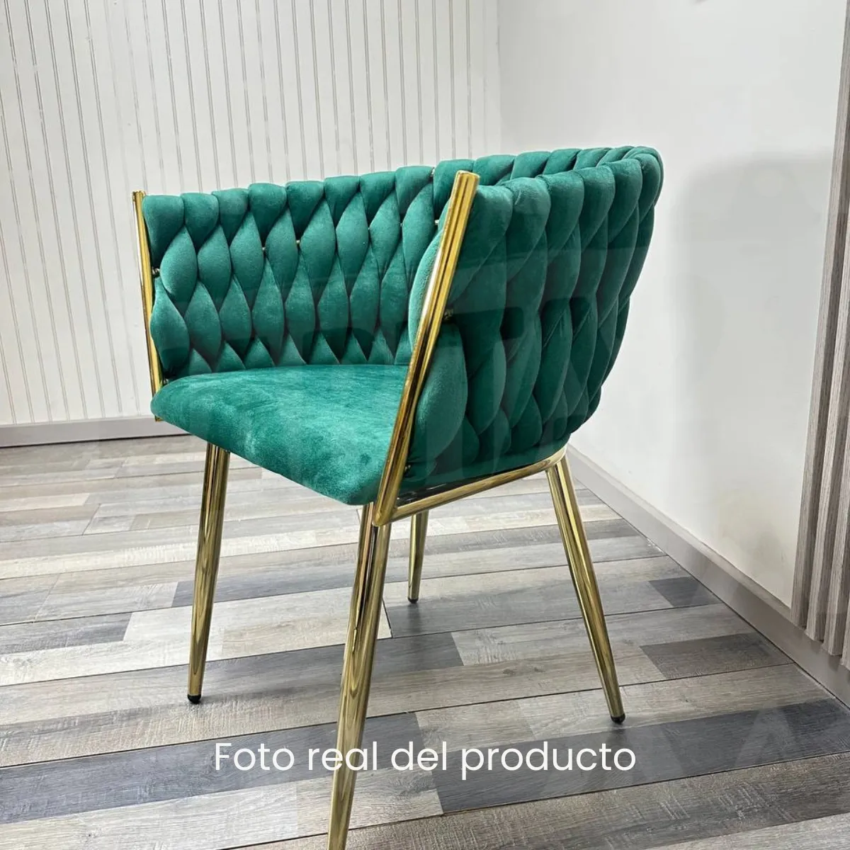 HABITA2 CHILE - Pack 2 sitial poltrona Queen terciopelo verde patas doradas