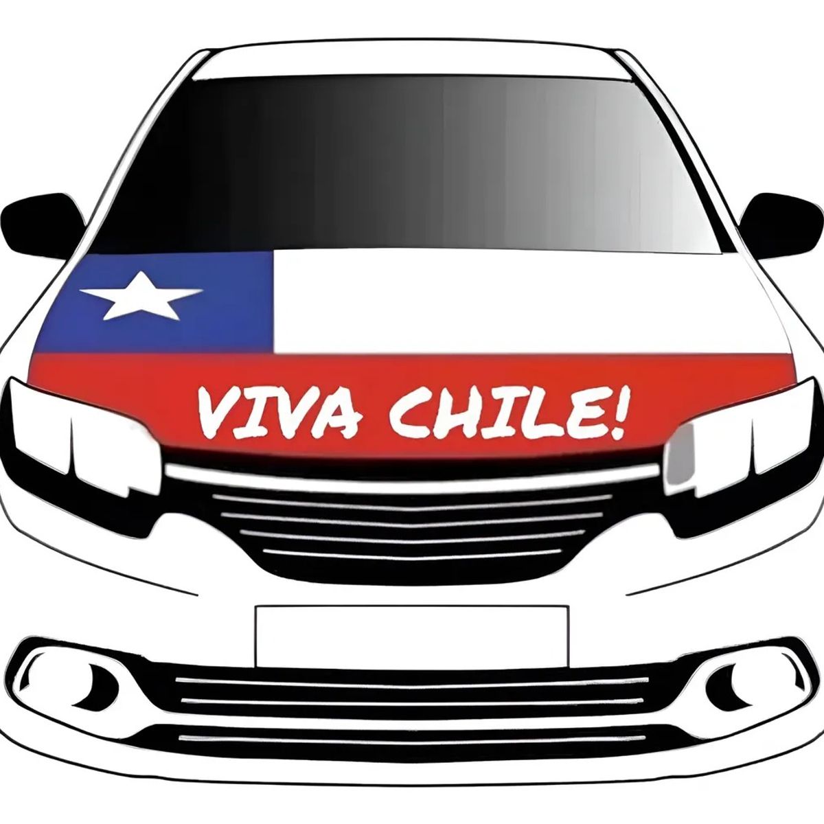 GENERICO - Bandera Cubre Capot Auto Viva Chile Elastica Fechas Patrias