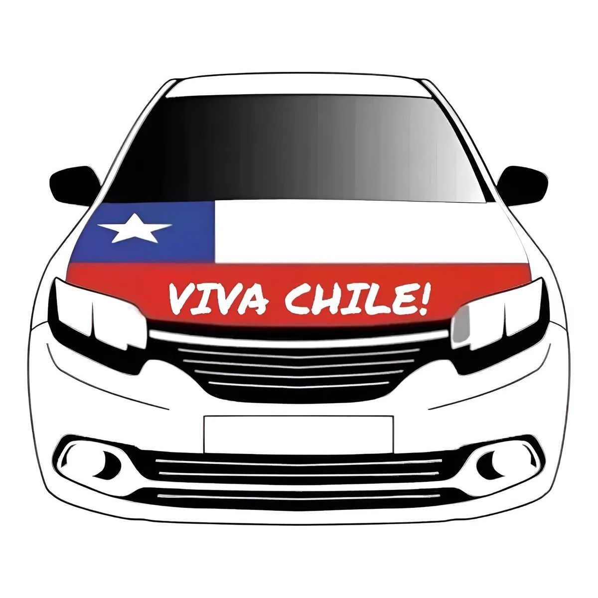 GENERICO - Bandera Cubre Capot Auto Viva Chile Elastica Fechas Patrias