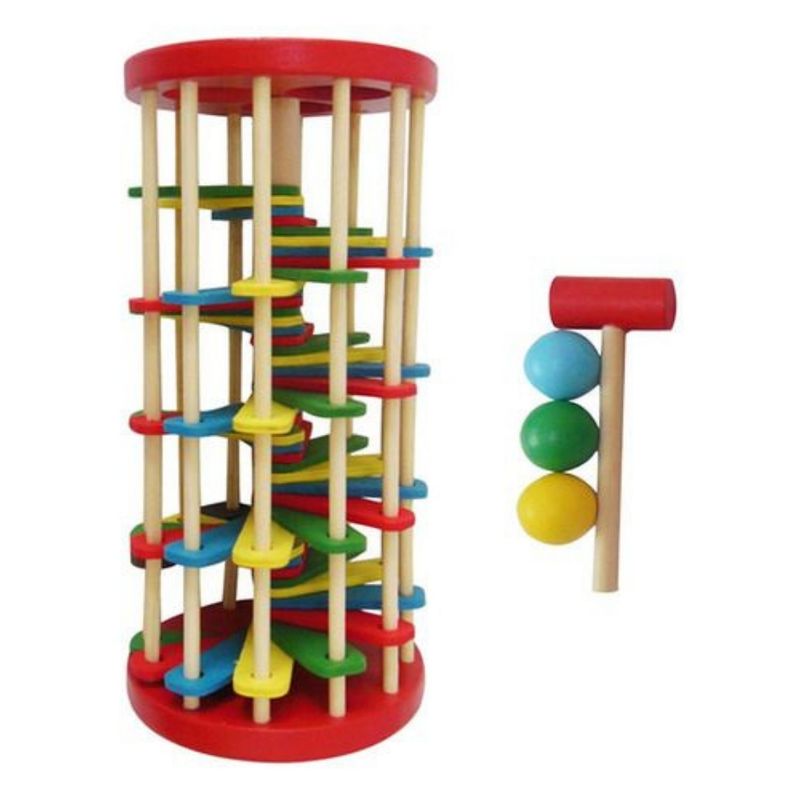GENERICO - Set de Martillo de Madera con 3 Pelotas