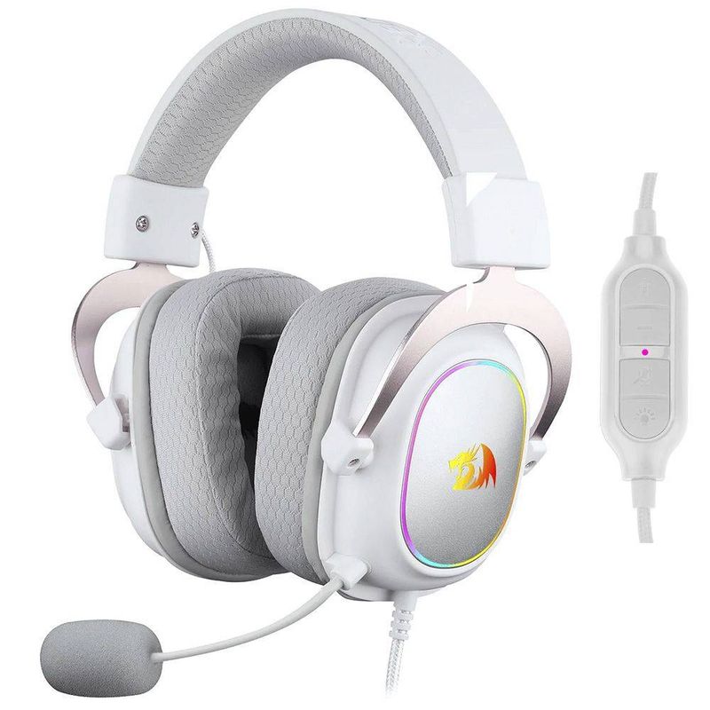 REDRAGON - Audífonos Gamer Redragon Zeus X, Over-Ear, USB, 7.1 Virtual, Blanco
