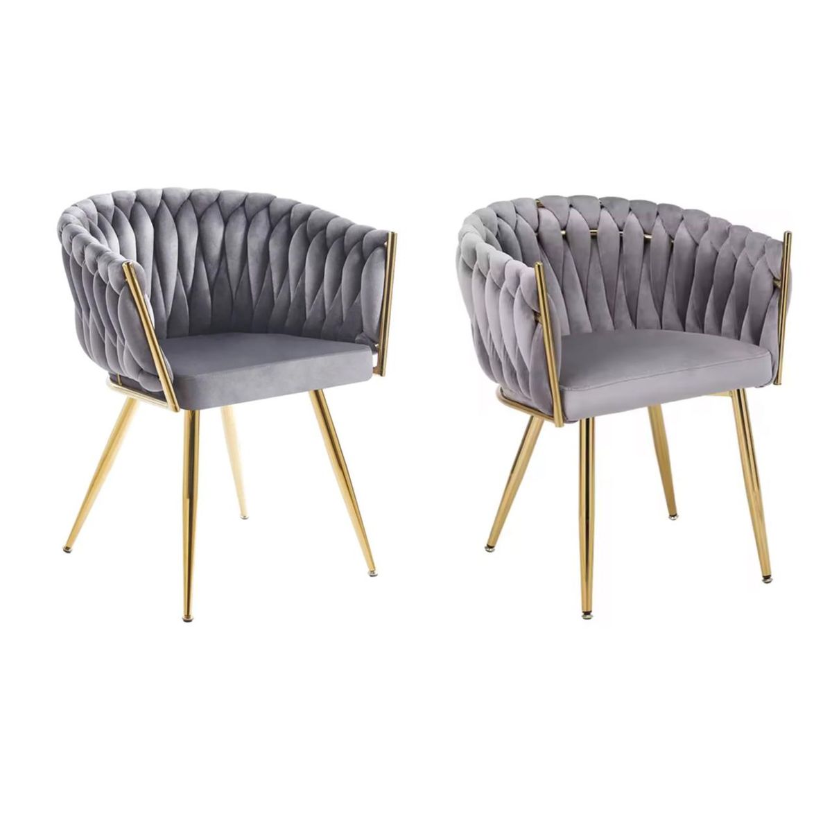 HABITA2 CHILE - Pack 2 sitial poltrona Queen terciopelo gris patas doradas