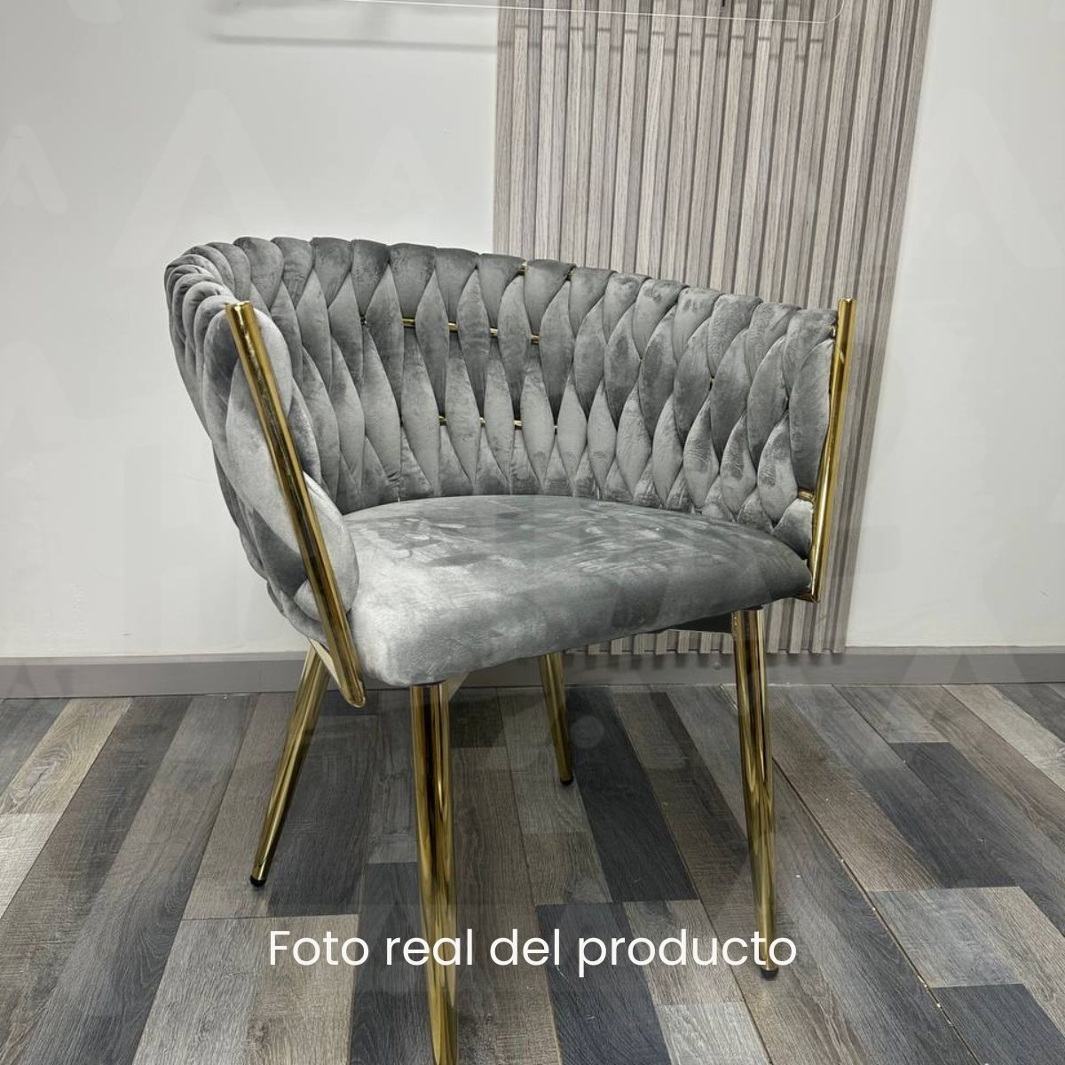 HABITA2 CHILE - Pack 2 sitial poltrona Queen terciopelo gris patas doradas