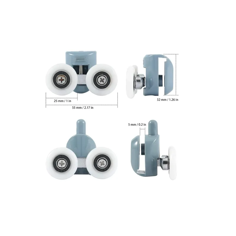 VISUALHEX LIMITADA - 8pcs Carro Rueda Doble Para Showerdoor 4 Inferior 4 Superior