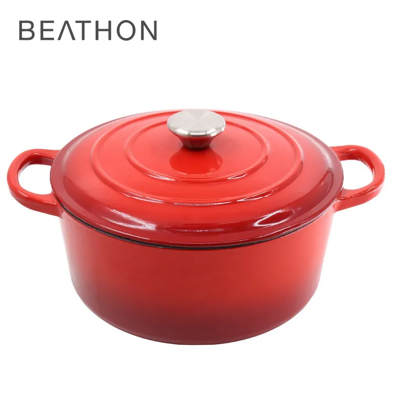 BEATHON - Olla Hierro Fundido 25 Cm Cocina Horno Roja Beathon