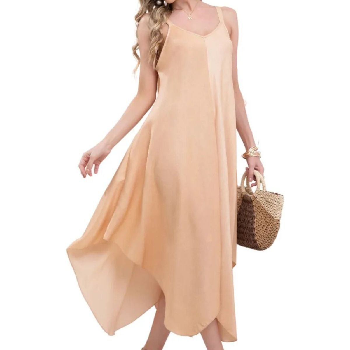 LOOK SHOP - Vestido Largo Asimétrico Verano, Maxi Vestido. Premium 305