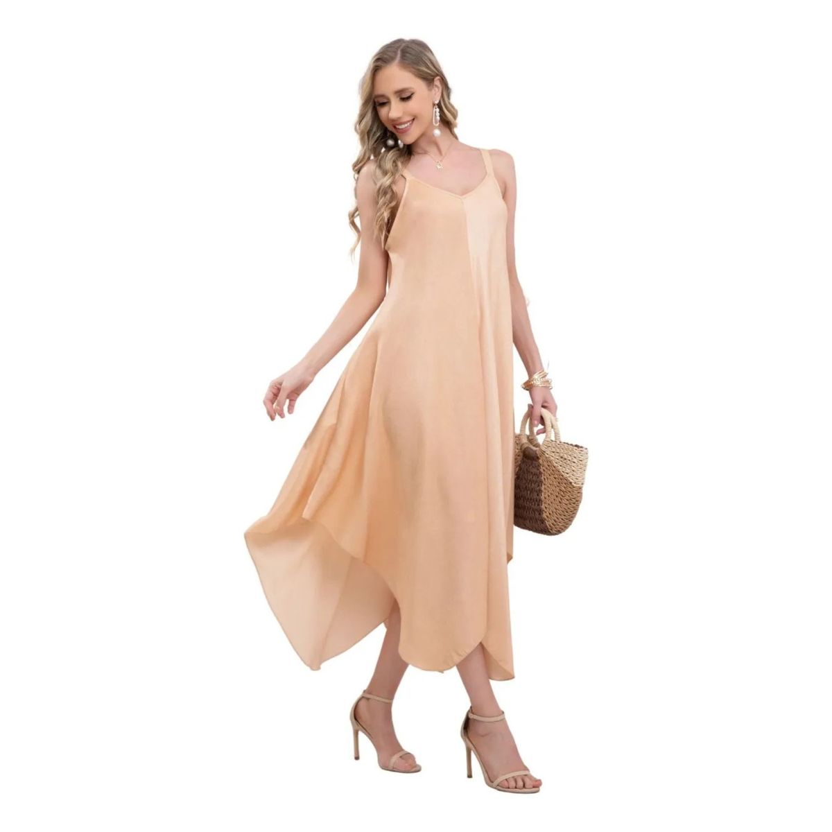 LOOK SHOP - Vestido Largo Asimétrico Verano, Maxi Vestido. Premium 305