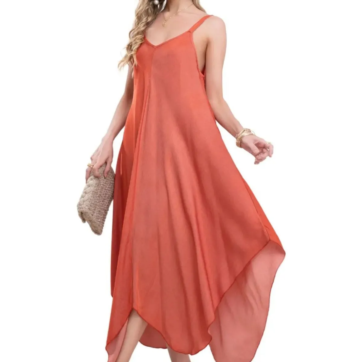 LOOK SHOP - Vestido Largo Asimétrico Verano, Maxi Vestido. Premium 305