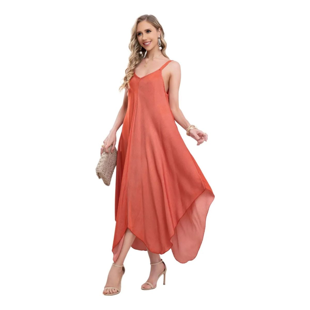 LOOK SHOP - Vestido Largo Asimétrico Verano, Maxi Vestido. Premium 305