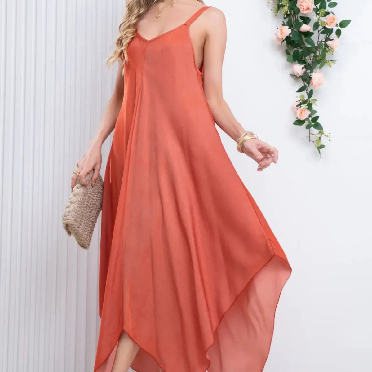 LOOK SHOP - Vestido Largo Asimétrico Verano, Maxi Vestido. Premium 305