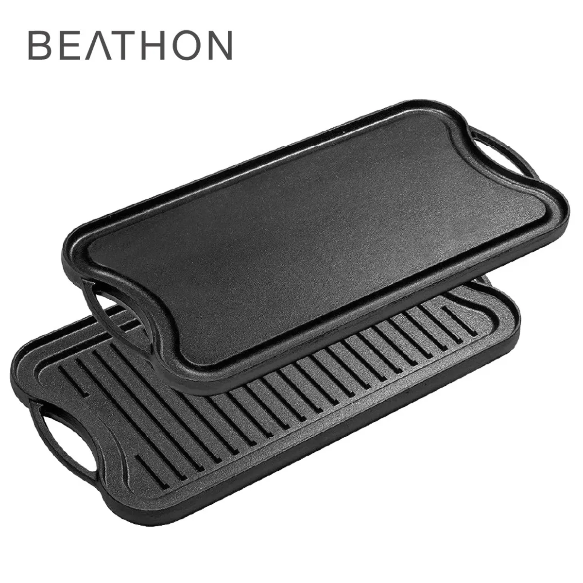 BEATHON - Plancha Reversible Curada Hierro Fundido Cocina 51cm Beathon