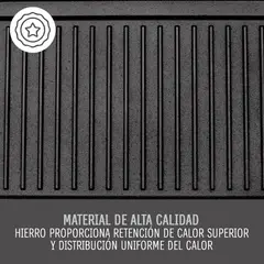 BEATHON - Plancha Reversible Curada Hierro Fundido Cocina 51cm
