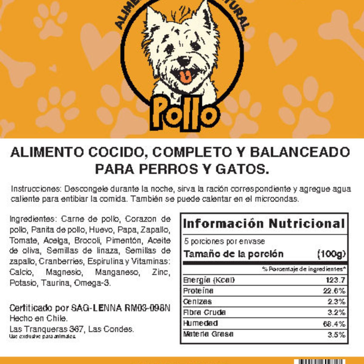 LEFOV - Alimento Para Perros Natural Cocido Sabor Pollo 500 Gr