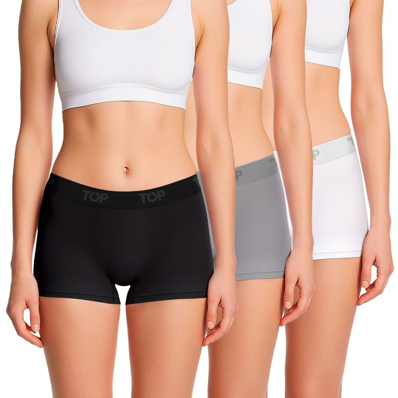 TOP - Bóxer Corto MUJER Microfibra Sin Costuras Pack 3 C4 Top