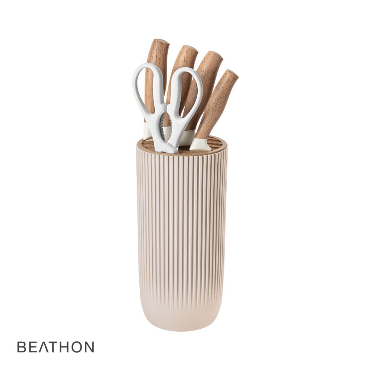 BEATHON - Set Cuchillos Cocina Con Block Beathon Utensilios 6 piezas Inox Kiosclub