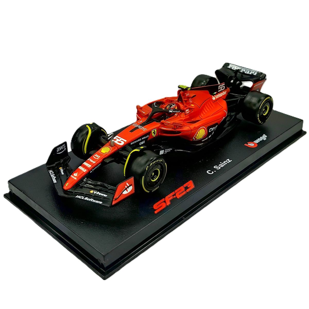 BBURAGO - Auto F1 Ferrari Sf-23 2023 55 C. Sainz Caja Acrilica 1:43