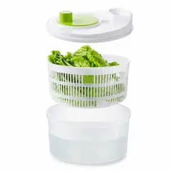 HOMESTAR - Centrifugador manual de verduras y ensaladas blanco con detalles verde lima