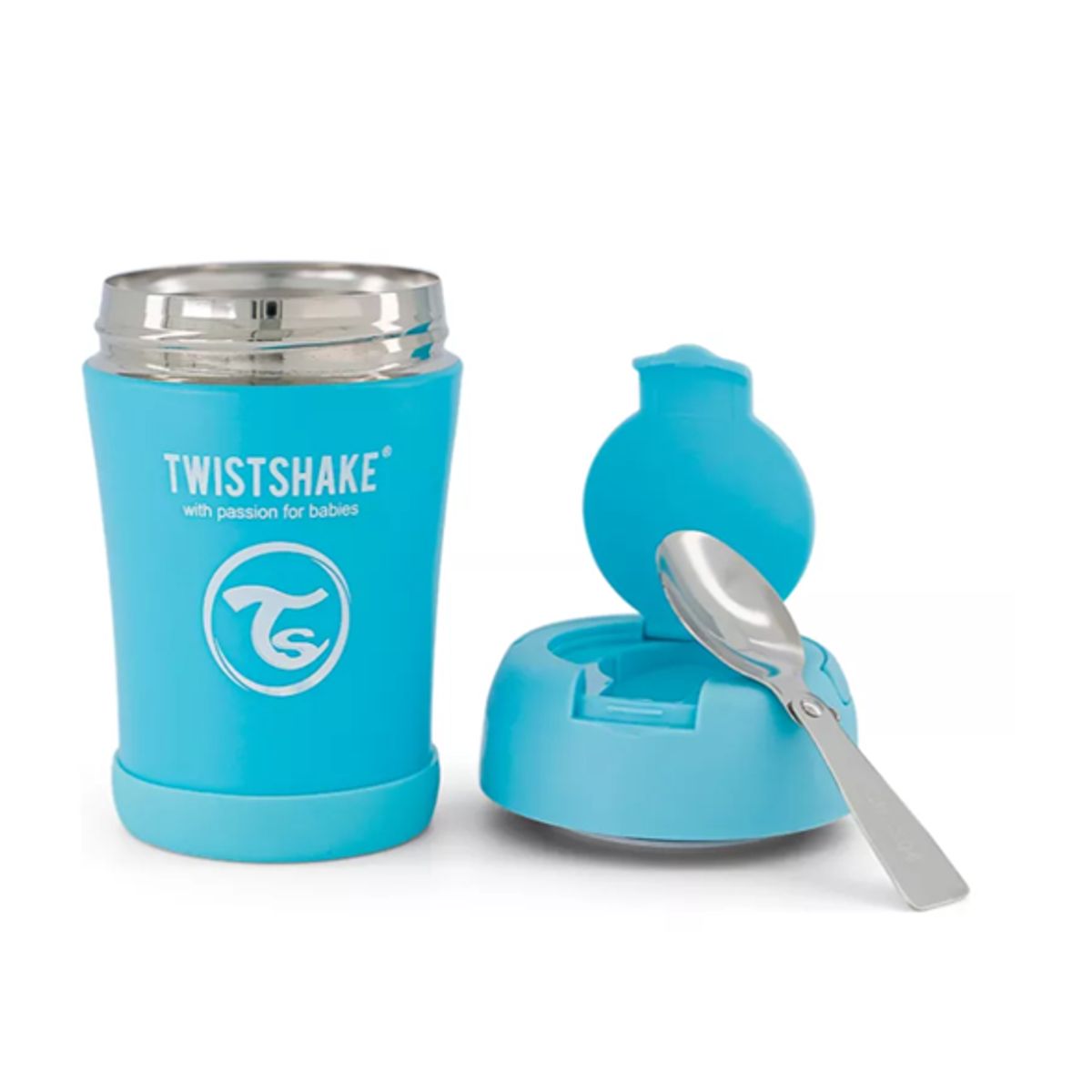 TWISTSHAKE - Termo Azul para Comida Twistshake 350ml con Cuchara Plegable