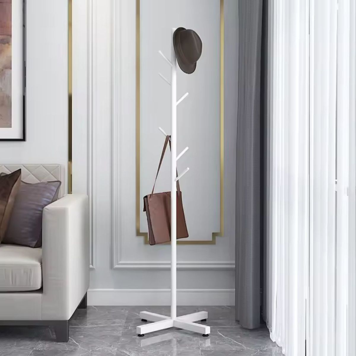 HABITA2 CHILE - Perchero Pie White -8 Ganchos