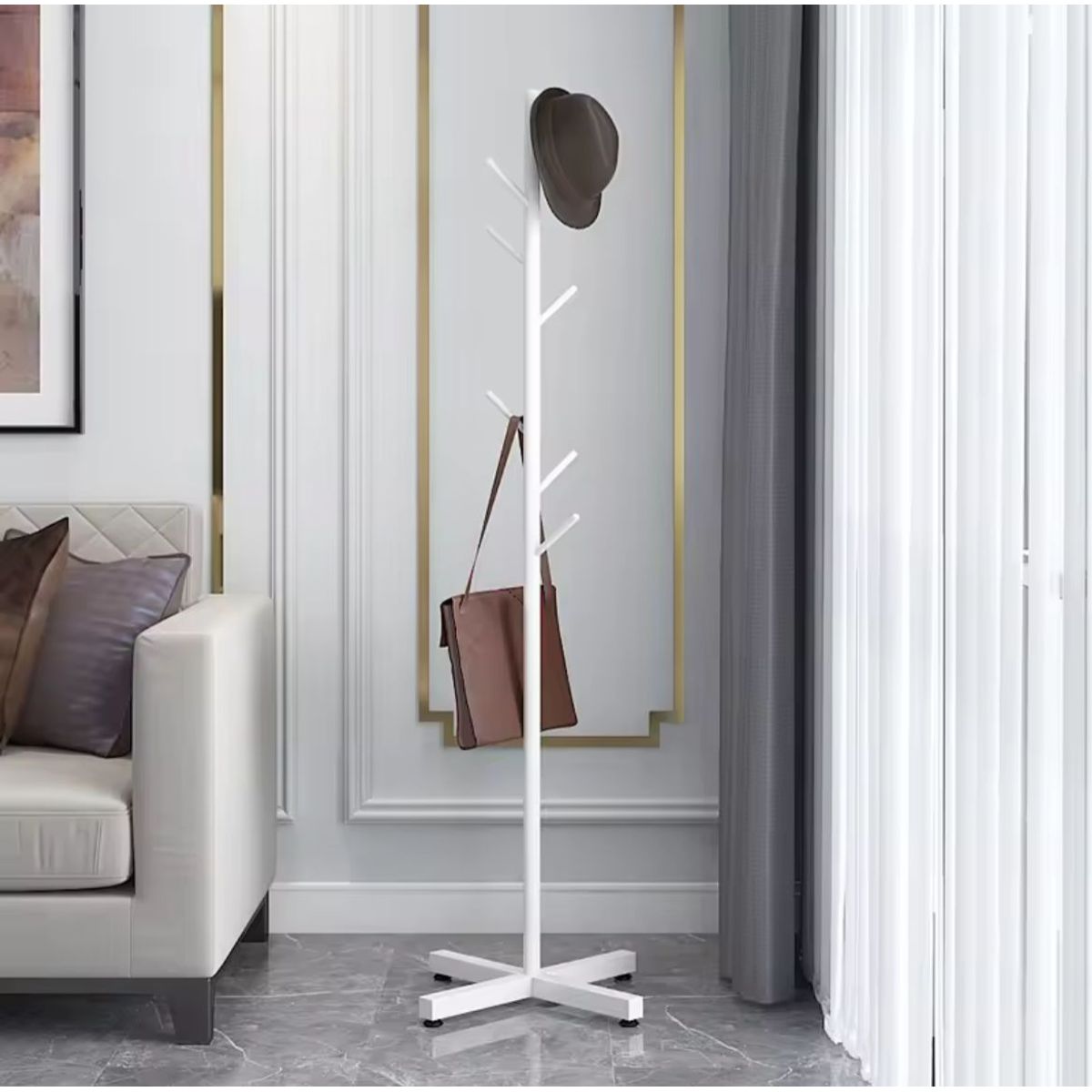 HABITA2 CHILE - Perchero Pie White -8 Ganchos