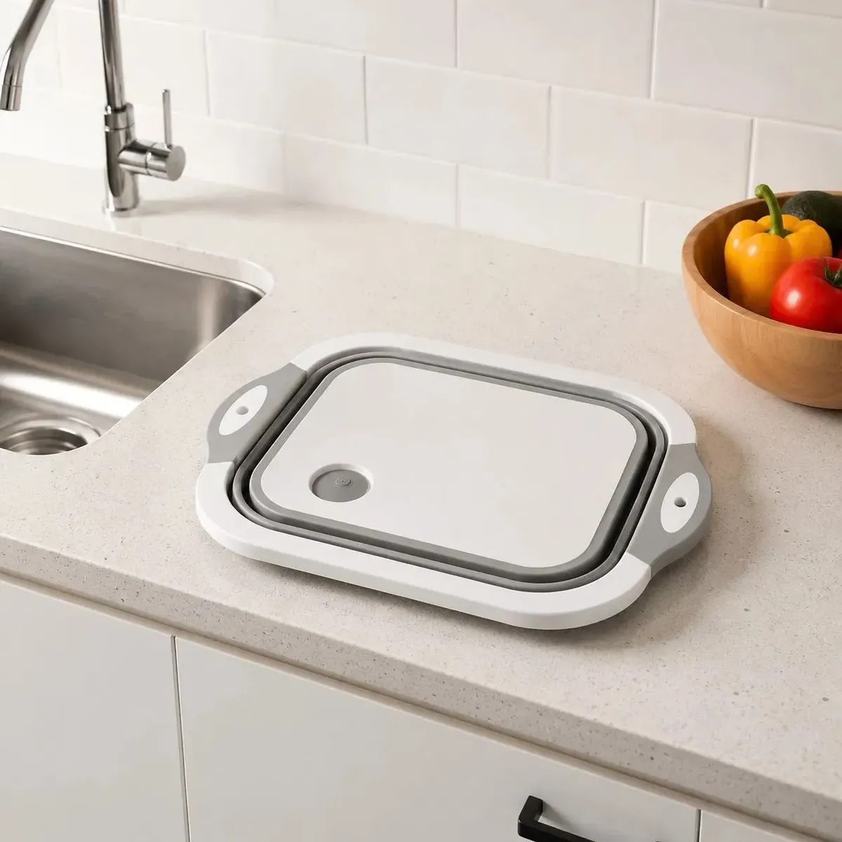 HOMESTAR - Tabla de cortar plegable 3 en 1 blanco
