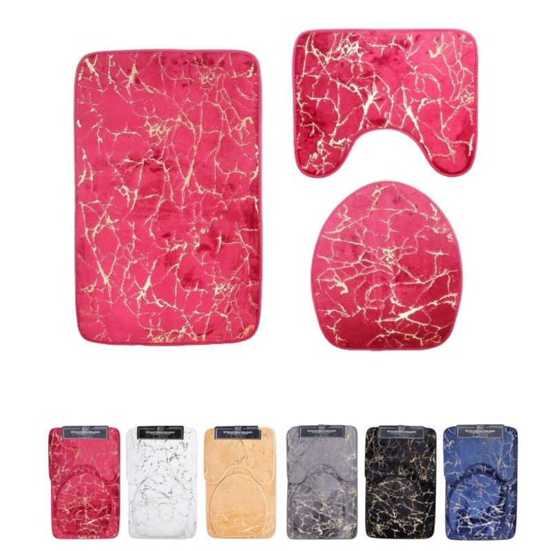 HOMEY - Juego de Alfombras para Baño, 3 Piezas, Diseño de Marmol.