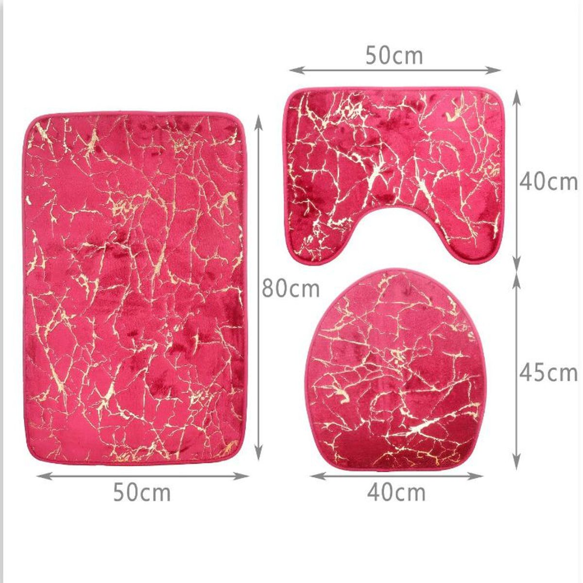 HOMEY - Juego de Alfombras para Baño, 3 Piezas, Diseño de Marmol.