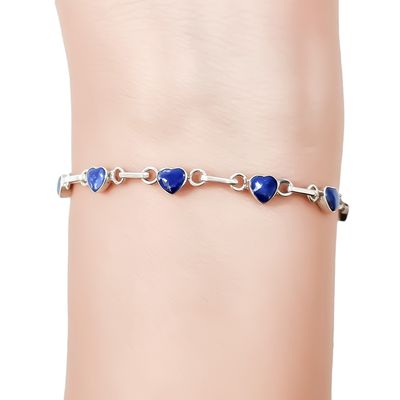 Imagen 2 del producto Pulsera Mini Corazón Lapislázuli Plata Fina 950