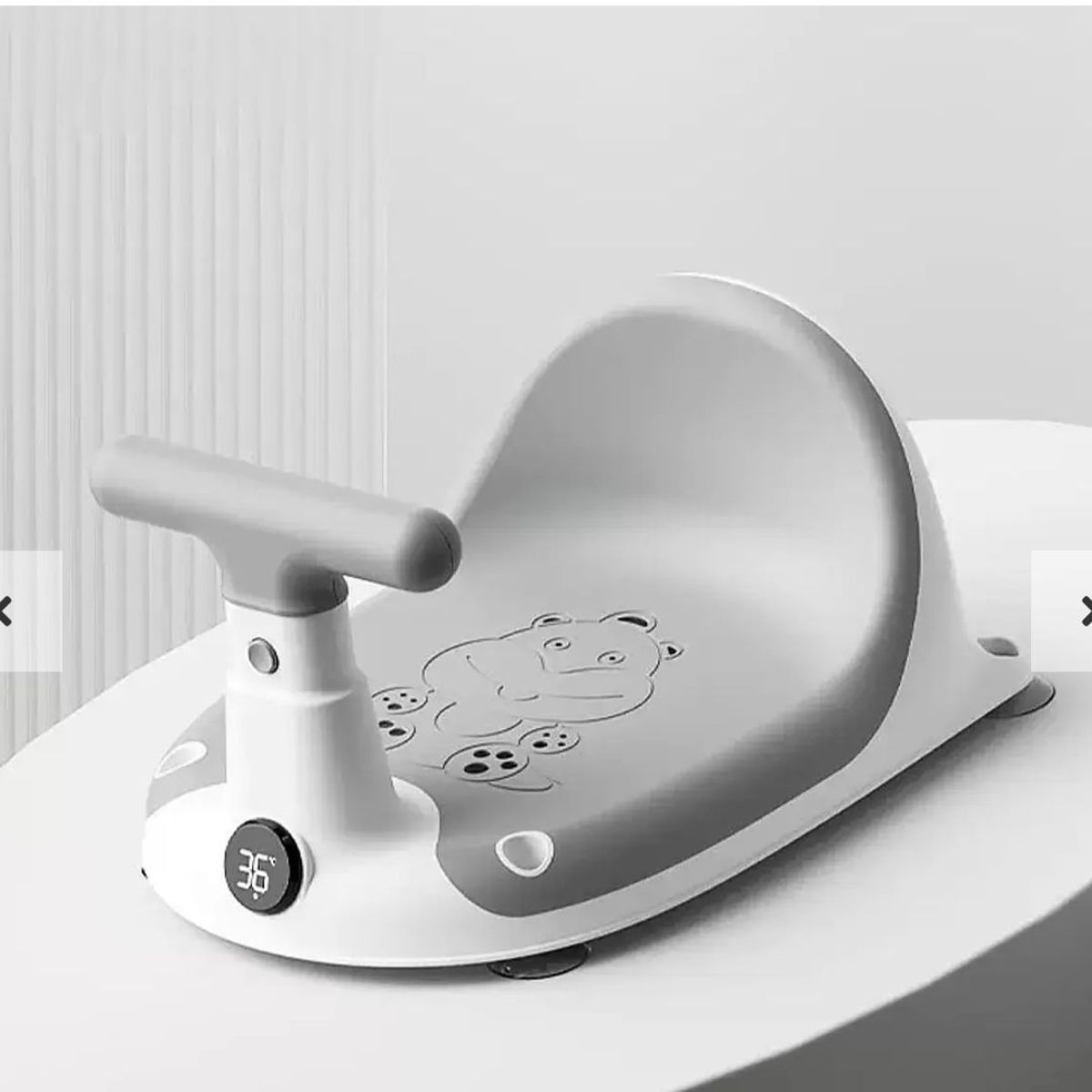 GENERICO - Asiento De Ducha Para Bebes Antideslizante Con Termómetro Gris
