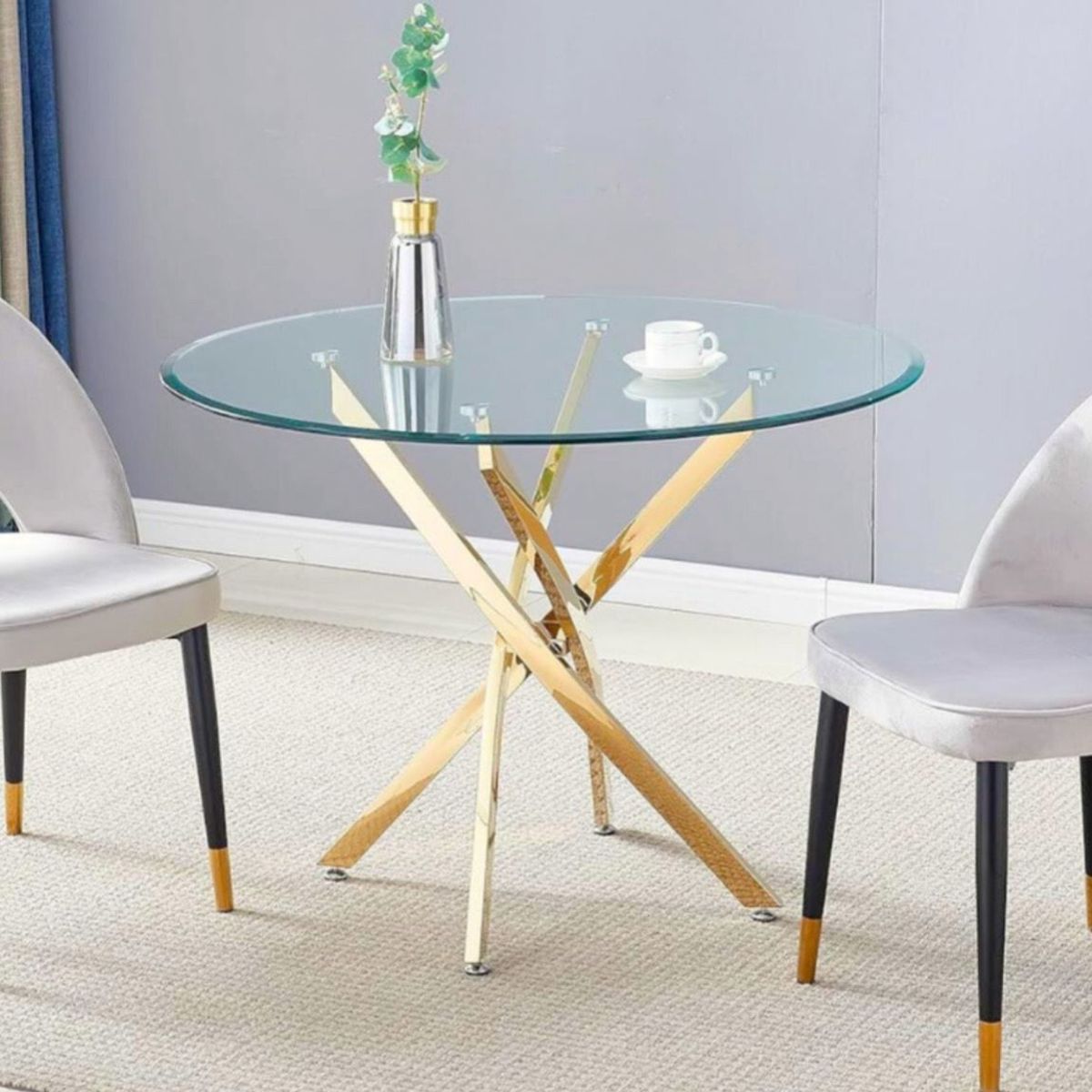 HABITA2 CHILE - Mesa de comedor de vidrio redonda Dubai - 80 cm