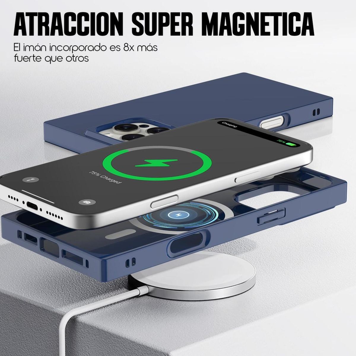 KBOD - Carcasa Cuadrada Kbod Blox Color Para iPhone 14 Pro Max Negro