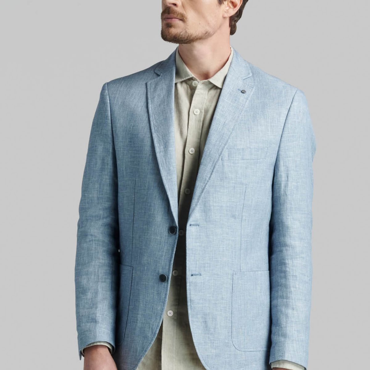 FEROUCH - Blazer Lino Azul Ferouch