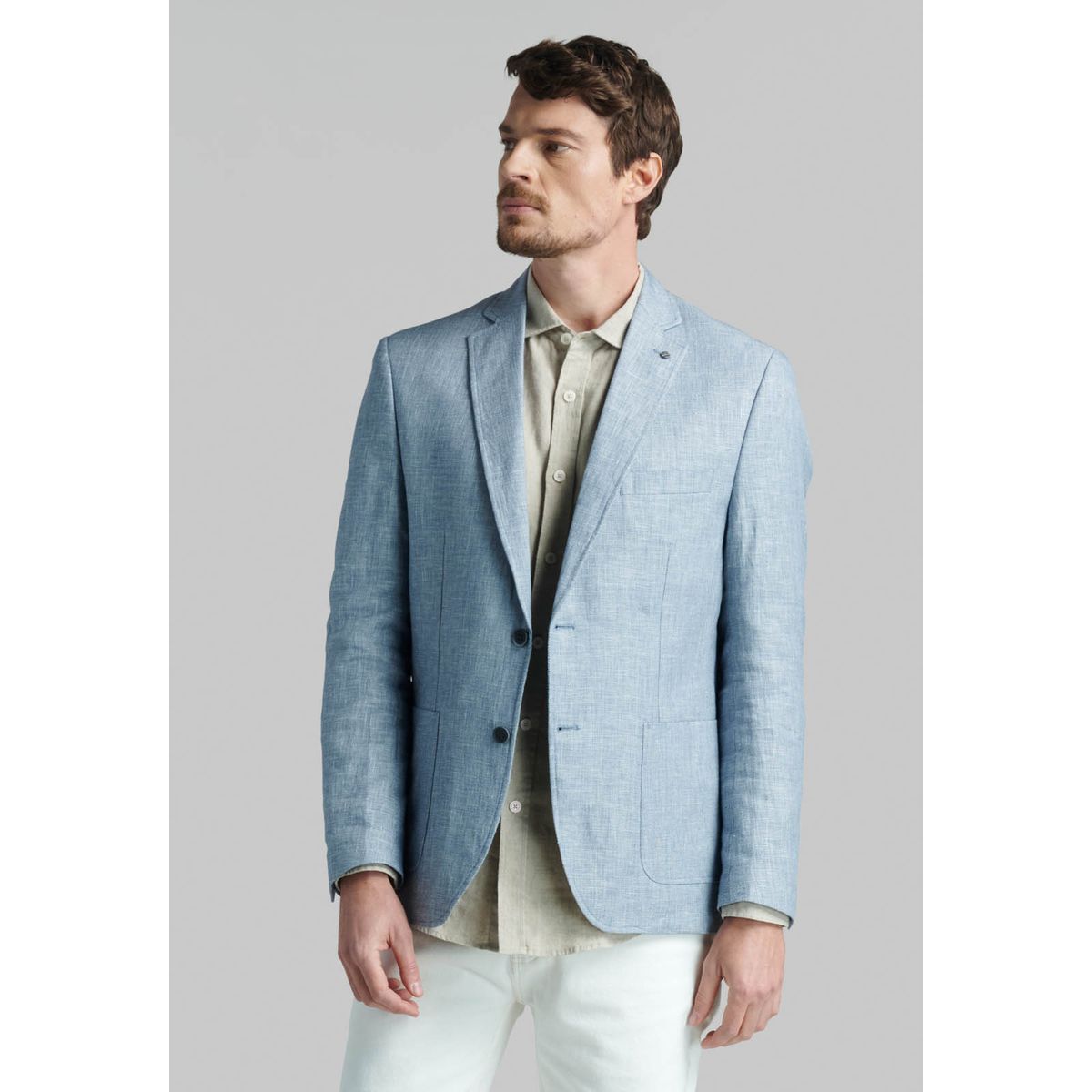FEROUCH - Blazer Lino Azul Ferouch