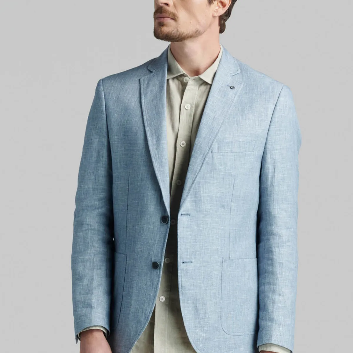 FEROUCH - Blazer Lino Azul Ferouch