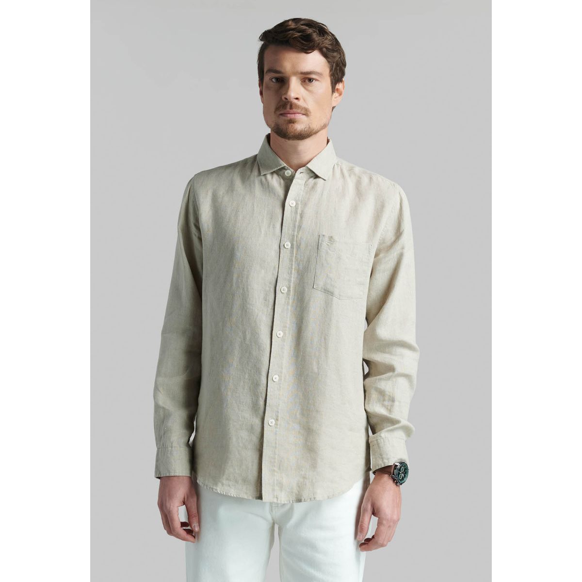 FEROUCH - Camisa Lino Green Bay Beige Ferouch