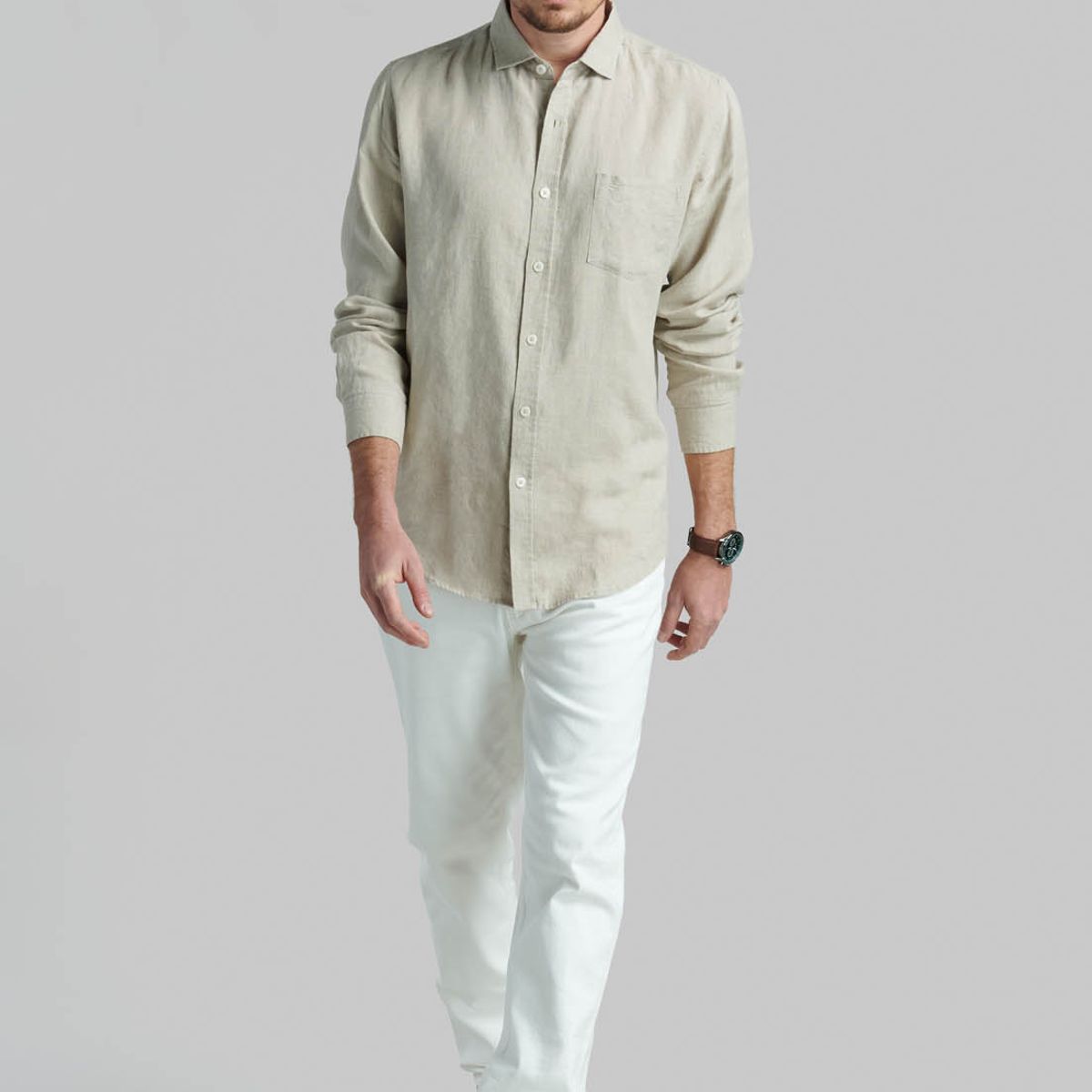 FEROUCH - Camisa Lino Green Bay Beige Ferouch