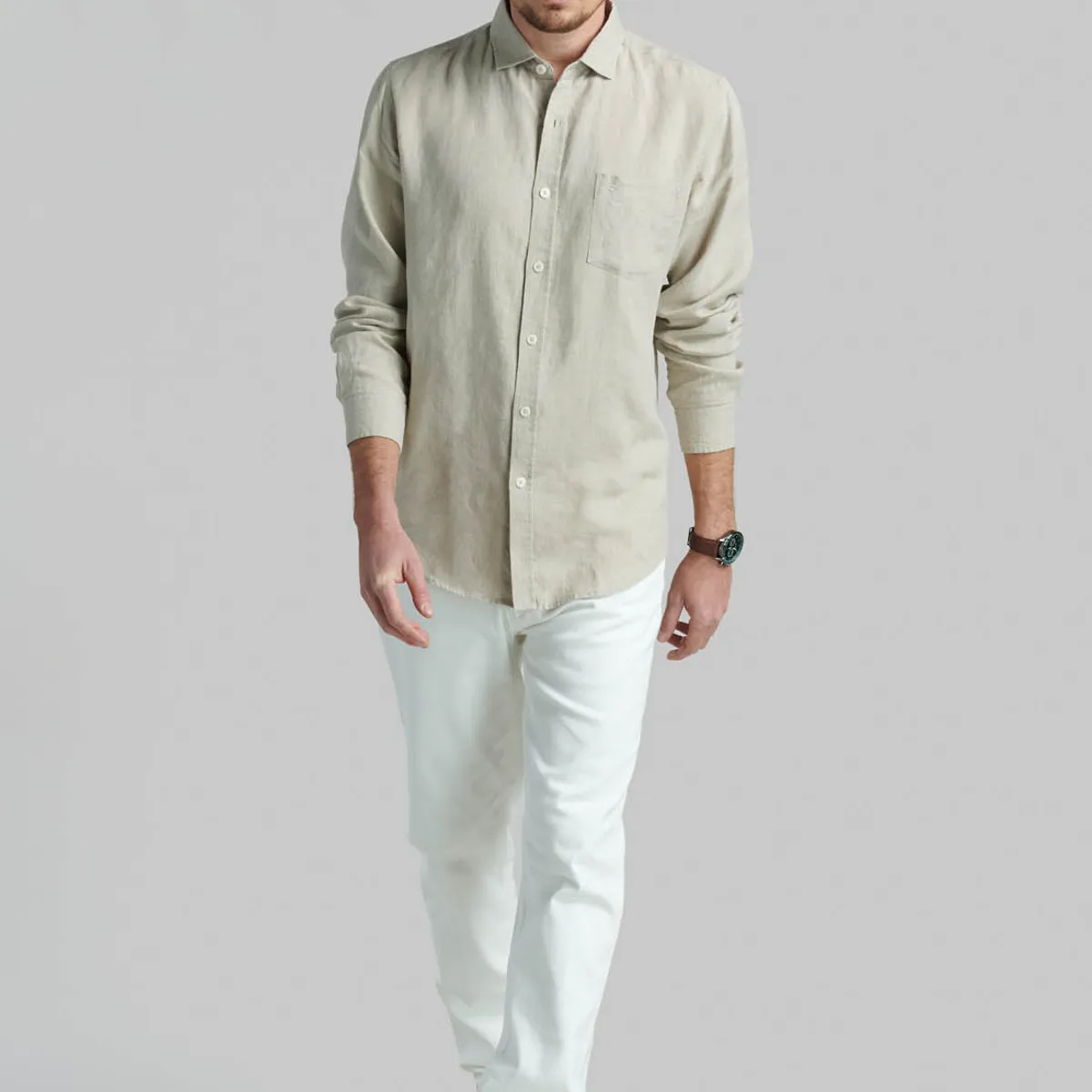 FEROUCH - Camisa Lino Green Bay Beige Ferouch