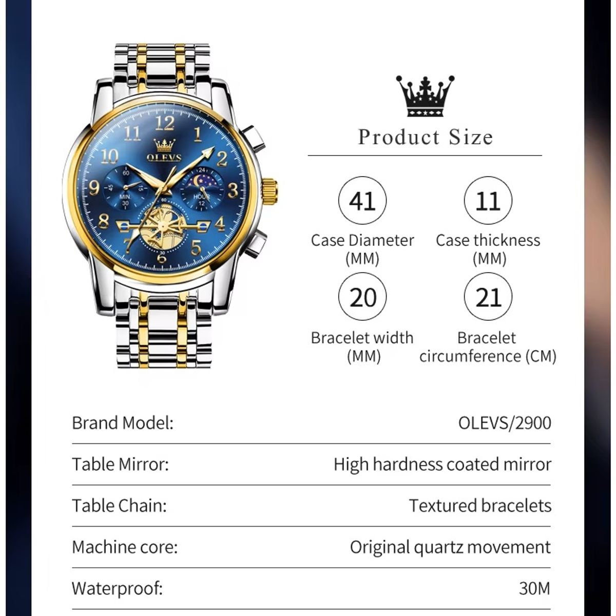 GENERICO - Reloj Cronógrafo de Lujo para Hombre Elegante Estilo Ejecutivo
