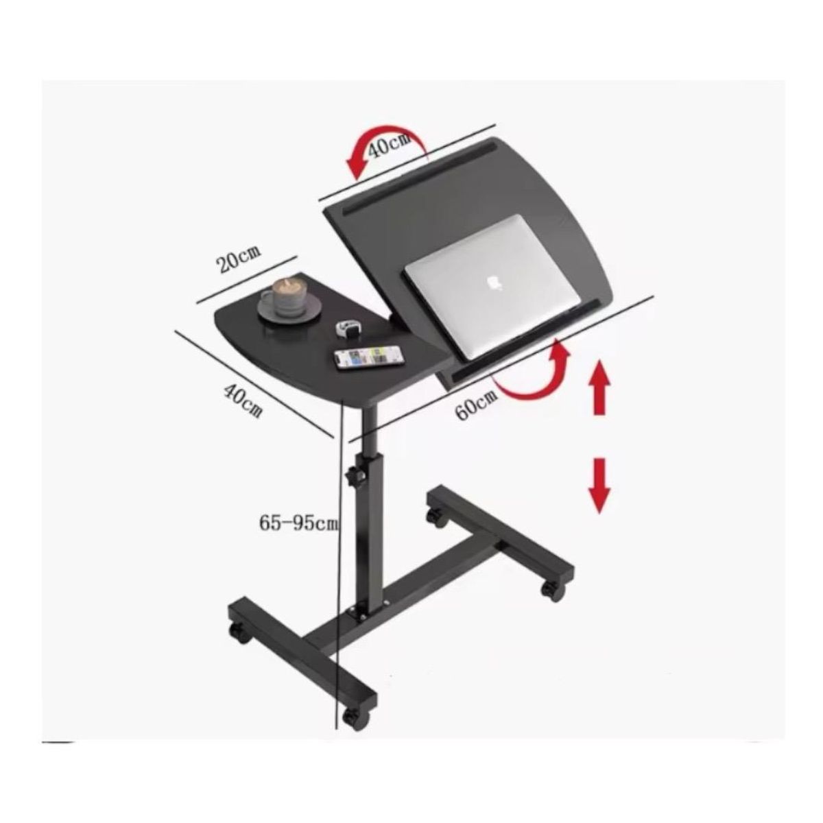 GENERICO - Mesa Auxiliar Ajustable con Ruedas para Notebook  Ideal para Cama o Sofá