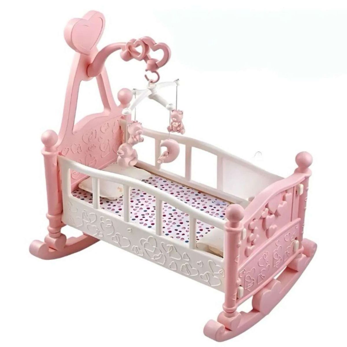 GENERICO - Cuna Mecedora para Muñecas con Móvil Musical