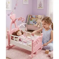 GENERICO - Cuna Mecedora para Muñecas con Móvil Musical