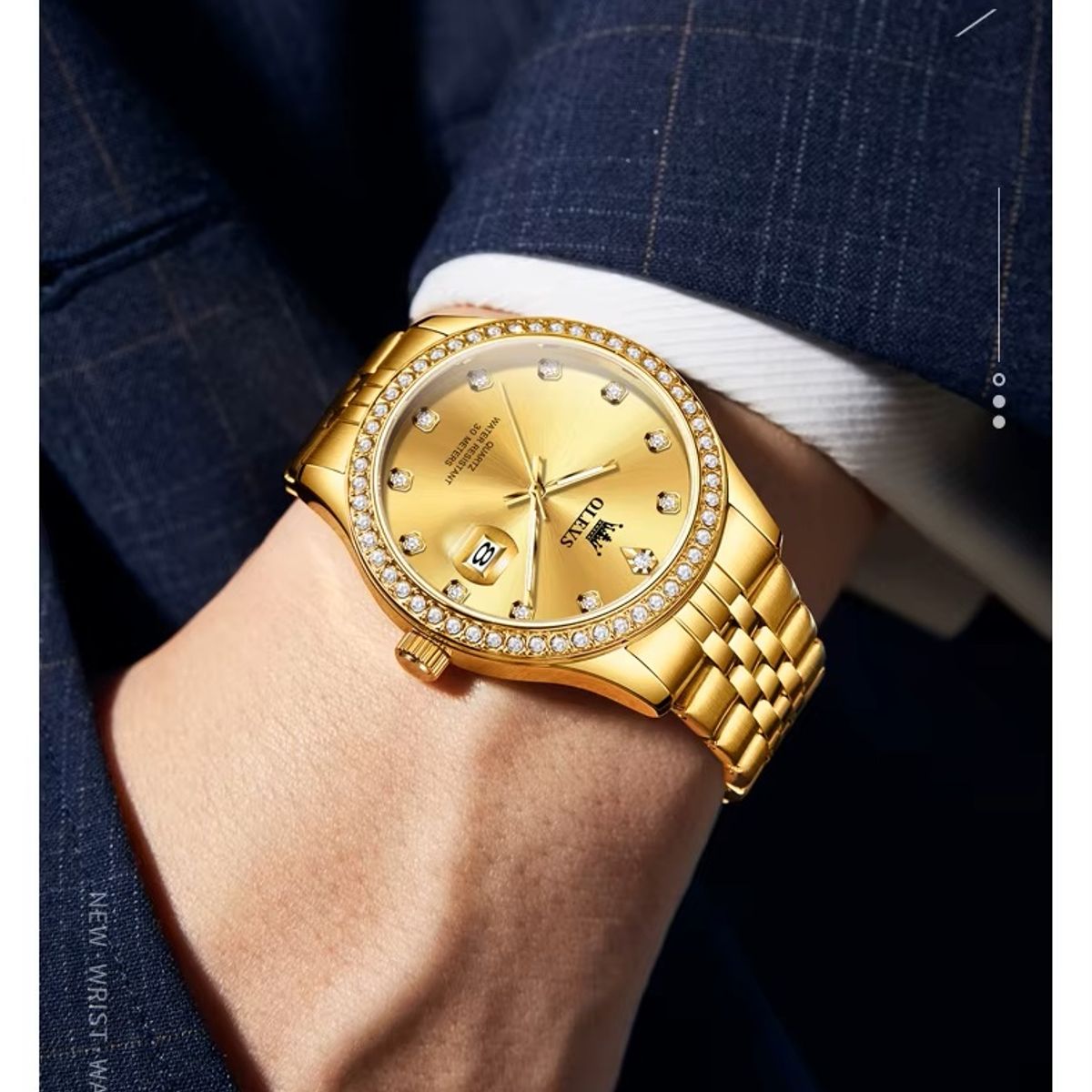 GENERICO - Reloj de Lujo para Hombre Acabado Dorado Brillante con Cristales