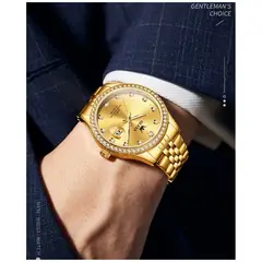 GENERICO - Reloj de Lujo para Hombre Acabado Dorado Brillante con Cristales