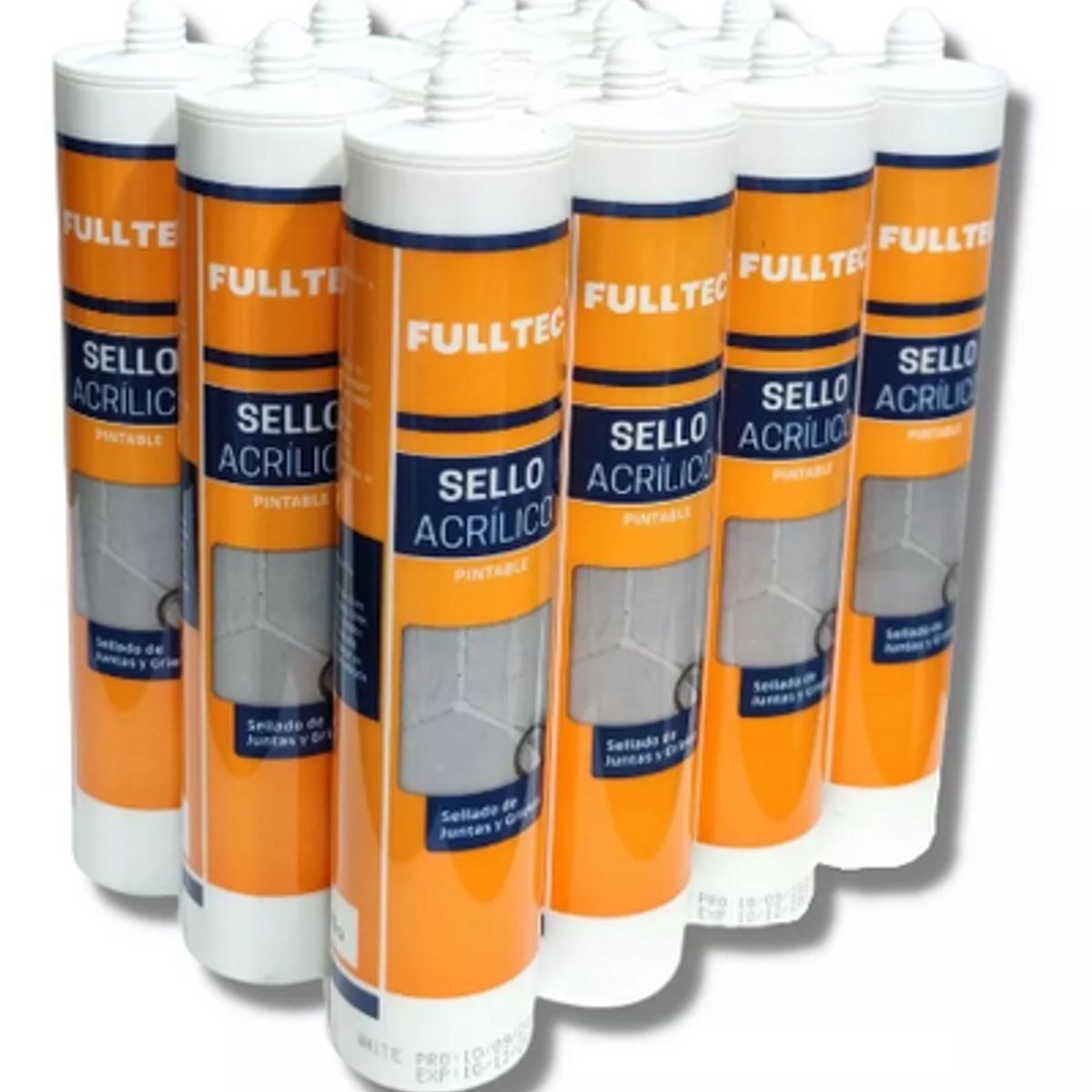 FULLSELLO - Pack x12 Silicona Pintable Acrilica Blanca Fullsello Fulltec 300ml
