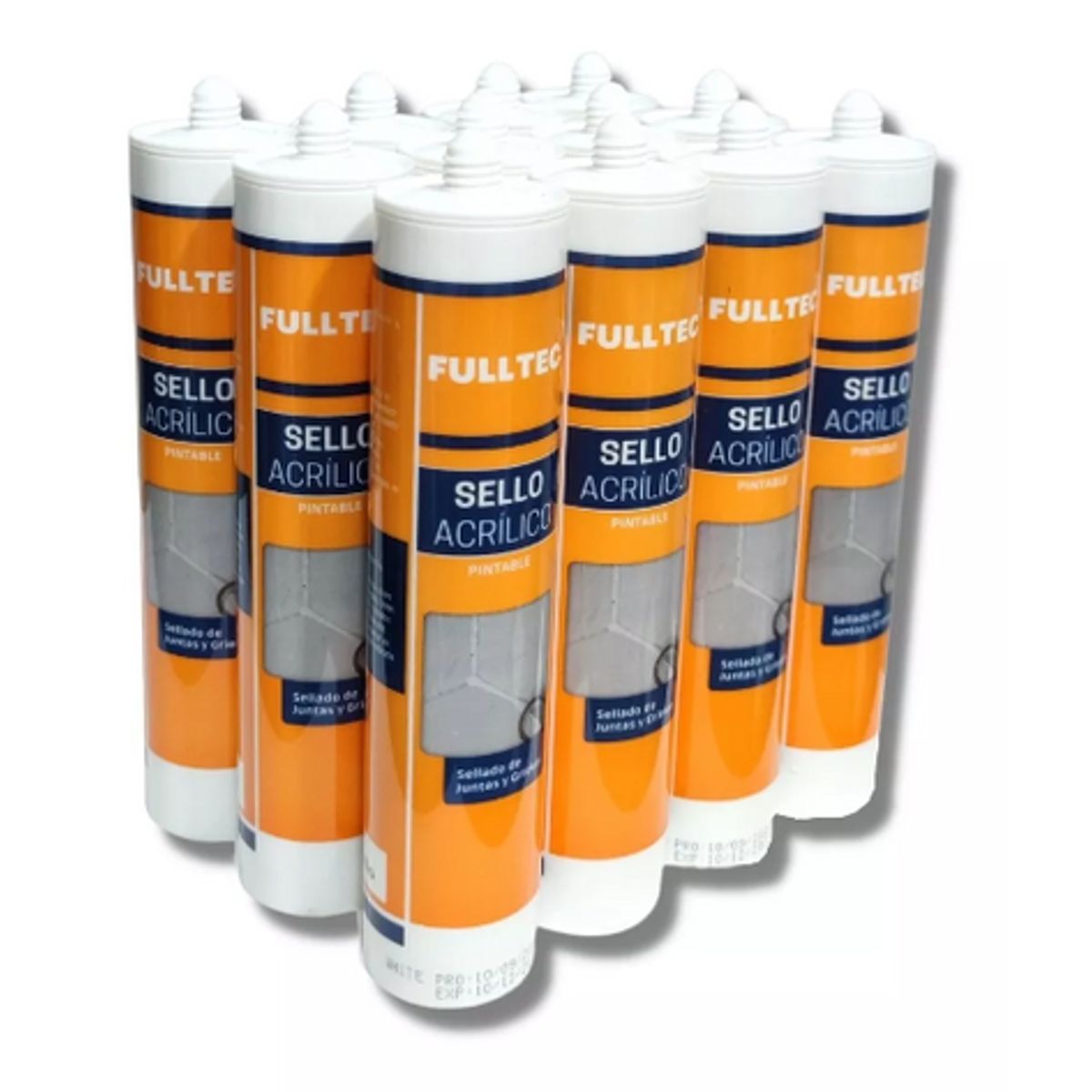 FULLSELLO - Pack x12 Silicona Pintable Acrilica Blanca Fullsello Fulltec 300ml