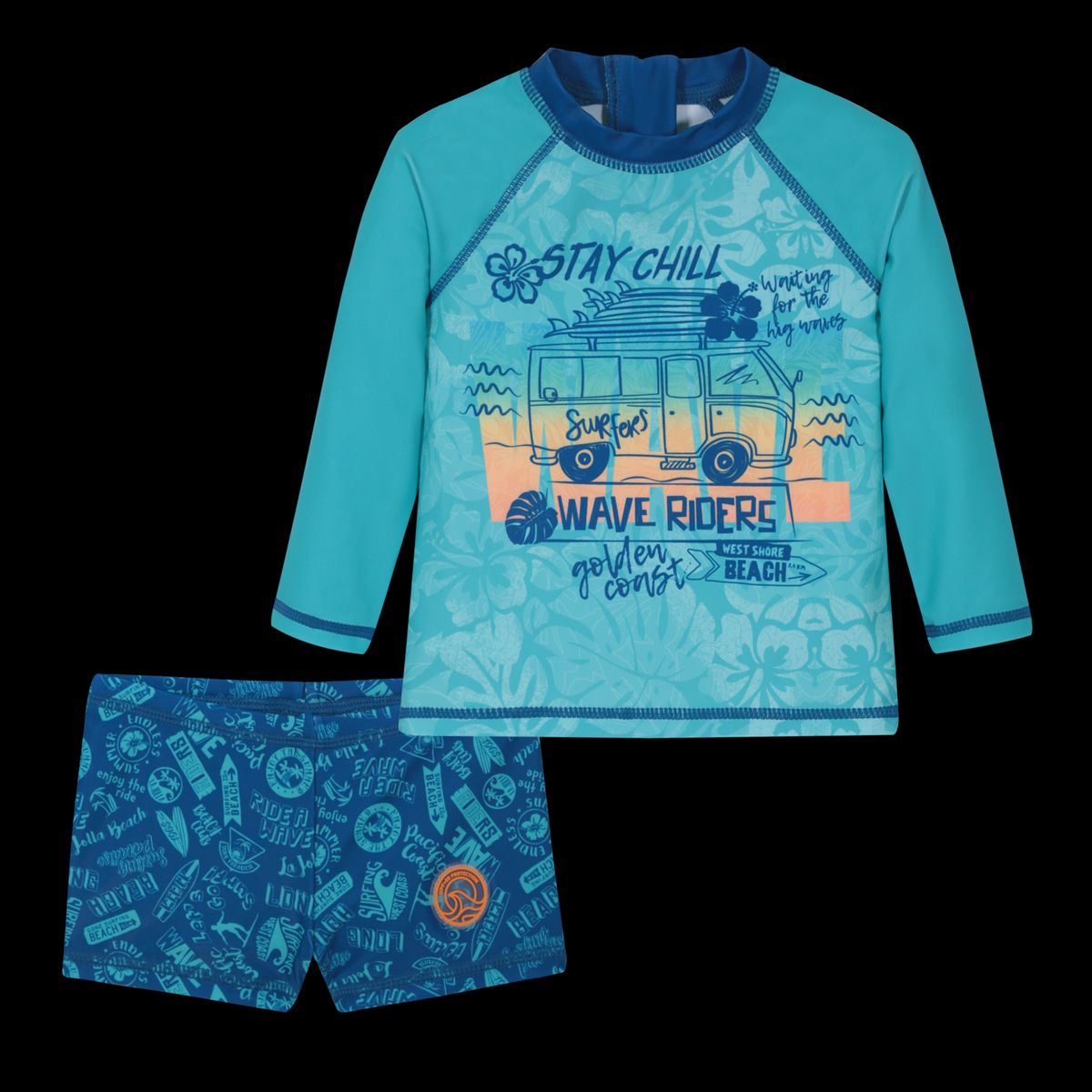 H2O WEAR - Traje de Baño Bebe Niño Set UV50 MLarga Hot Pants H2O wear - Verde