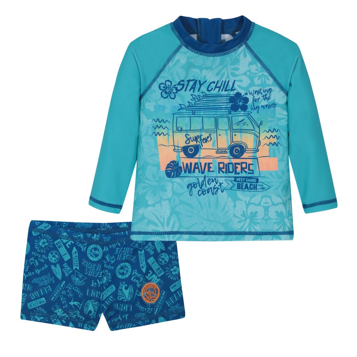 H2O WEAR - Traje de Baño Bebe Niño Set UV50 MLarga Hot Pants H2O wear - Verde